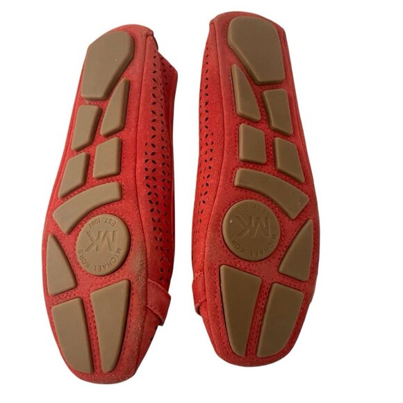 Michael Kors Womens Ballet Flats Size 6 Suede Leather Perforated MK Logo - Picture 7 of 9